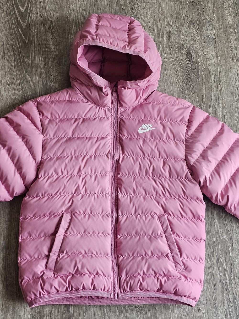Nike Girls Large Hooded Pink Puffer Jacket